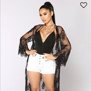 NWT Fashion Nova Lovers & Lace Black Kimono